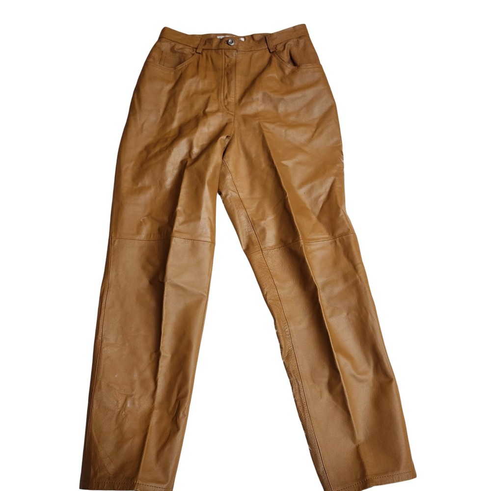 Tower Hill Collection Vintage Leather Pants‎ Tan Brown High Waisted Size 12